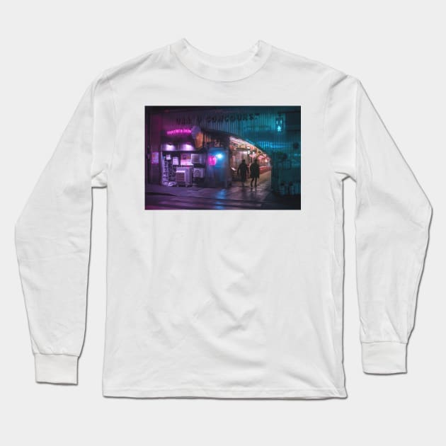 Neo Tokyo - Wet street of Yurakucho Long Sleeve T-Shirt by TokyoLuv